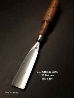 Antique Wood Carving Chisel Straight Gouge J.B. Addis 10 Medals #5 | 1 1/4"