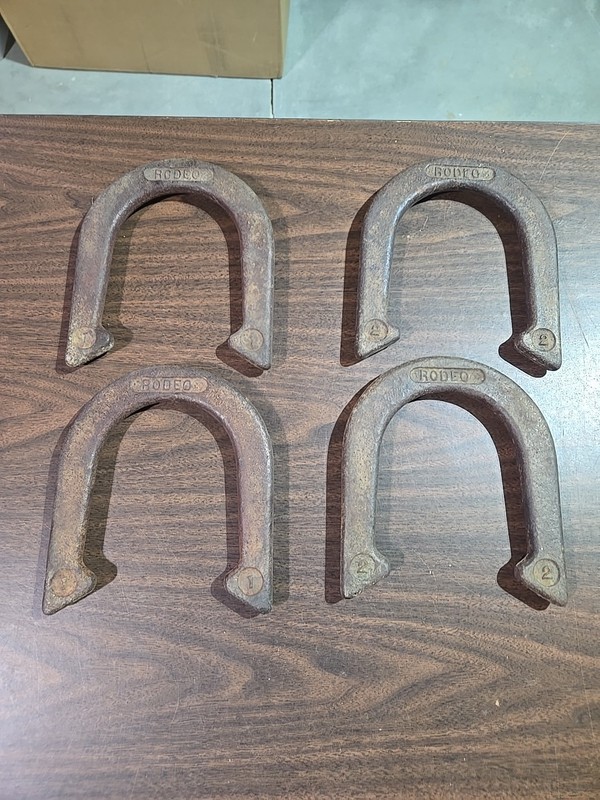 RODEO -  Vintage Iron Forged Steel Game Pitching Thowing Horseshoes - SET of 4