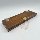 Antica stira cravatte vintage in legno e metallo piccola pressa manuale inglese 