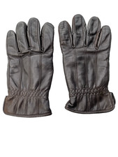 Men's Dark Brown Leather Thinsulate Lined Wrist Gloves M