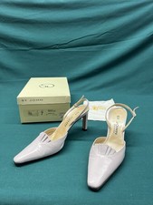 Vtg St John Lilac Pleat Kid Leather Heel Knit Collection 7 B Italy w/ Box 426 