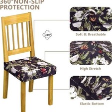 Seat covers for dining chairs SET of 6 purple with floral patern