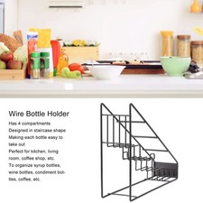 Wire Bottle Holder 4 Compartments Stainless Steel Syrup Bottle Holder Stable
