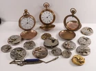 Huge Antique Lot Pocket Watch Cases Dials Movements Scrap Parts Elgin Waltham +
