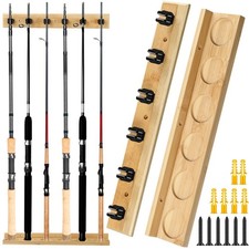 Wall Mounted Fishing Rod Holder Wooden Vertical Fishing Rod Rack Fishing Pole...