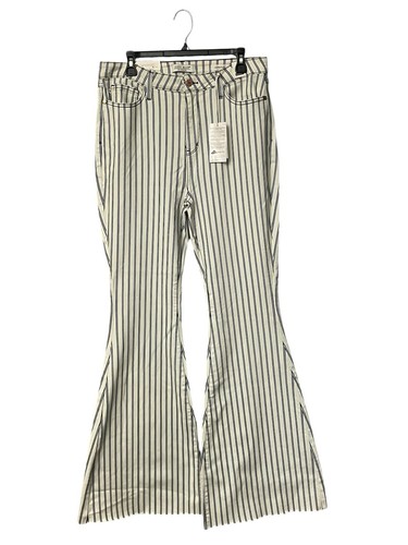 Jeans a righe Judy blu JB taglia 15/32 super svasato orlo grezzo bianco navy western - Foto 3 di 13
