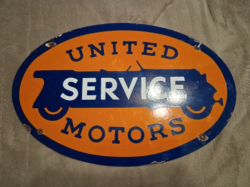 RARE VINTAGE UNITED MOTORS SERVICE SIGN METAL PORCELAIN