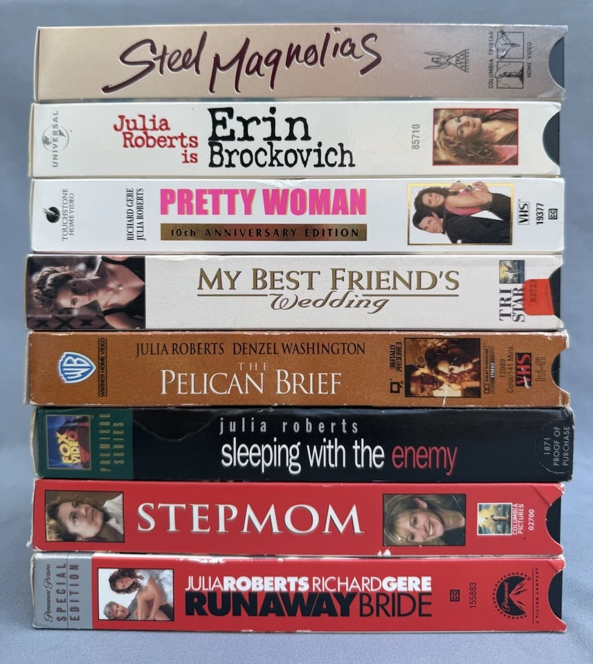 Julia Roberts Lot of 8 VHS Tapes Brockovich Stepmom Pretty Woman Wedding Pelican Foto 3 de 4