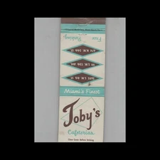 Matchbook Cover Toby's Cafeterias Miami, FL #1