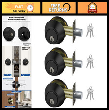 3 Pack Keyed Alike Deadbolt Locks, Single Cylinder Entry Door Lock Set, 9 Keys,