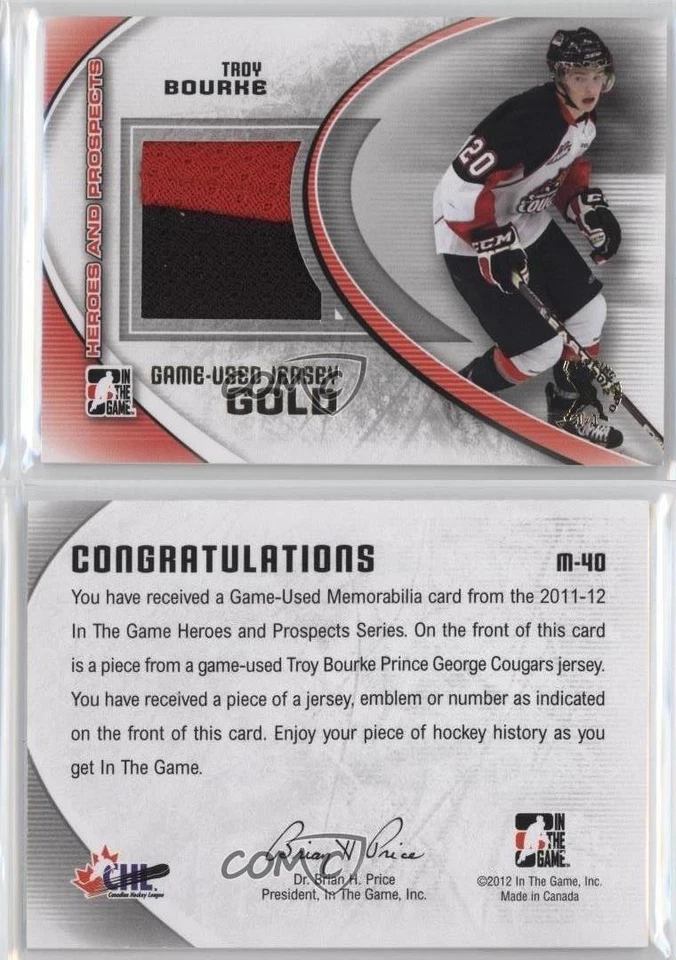 2011 ITG Heroes and Prospects Gold Jersey Spring Expo 1/1 Troy Bourke #M-40 2a8 - Image 3 of 3