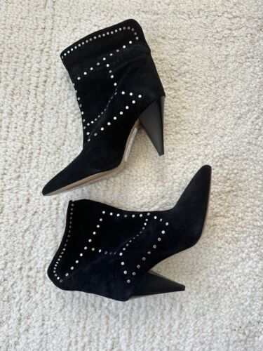 Isabel Marant Black Suede Studded Story Lisbo Ankle Boots, Size 39, NIB - Picture 22 of 24