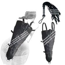 Leather Bondage Arm Binder Back Strapping Body Harness Sleeves Restraint BDSM