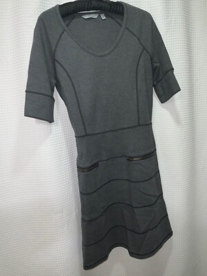 Athleta grey knit dress side zipper stitch detail front pockets size s