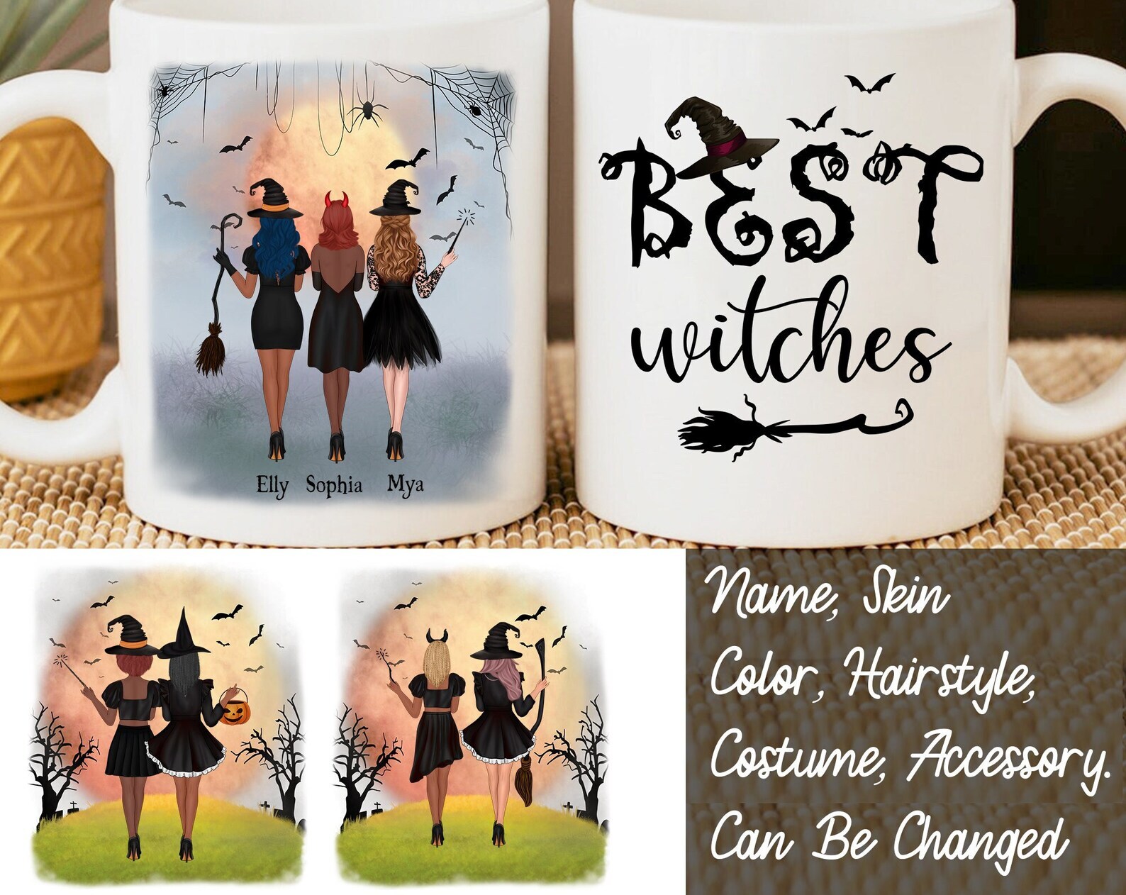 Best Witches Mug Funny Halloween Witchy Besties Mug Halloween Personalized Witch