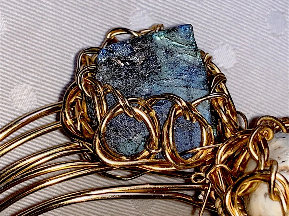 Damen Armreif  Armband Weiß Howlith  / Rauchquarz   Gold RARITÄT !!! - Bild 4 von 4