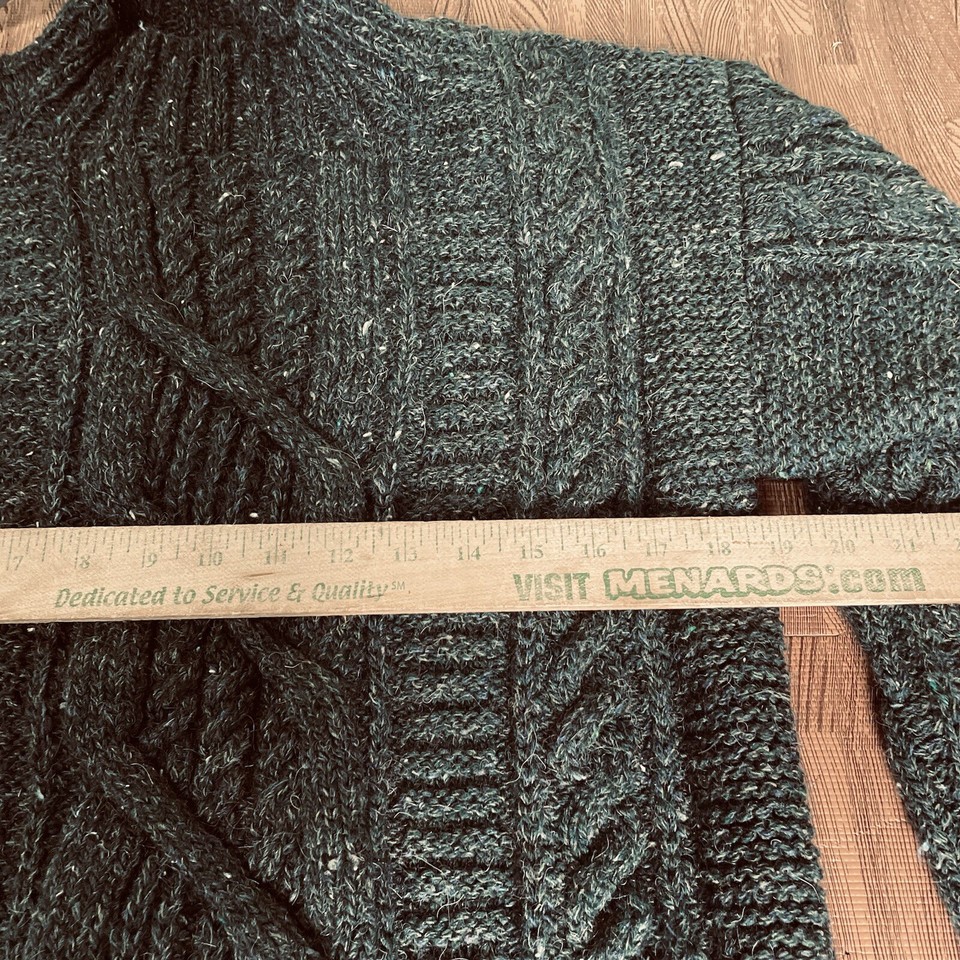 VTG LL Bean Wool Fisherman Sweater Womens Medium Green Chunky Aran eBay