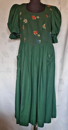 DRESS VINTAGE SPORTALM TRACHTEN TYROL OKTOBERFEST DIRNDL GREEN WOMENS US 16 EU44
