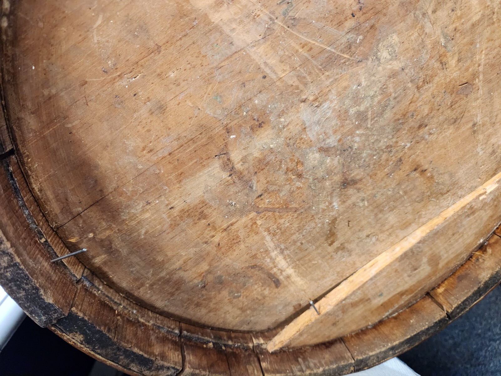 Antique Firkin Primitive Wooden Sugar Bucket with Handle 13.5" Tall