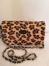 Nwt St John Knit Handbag Black Animal Print Leather