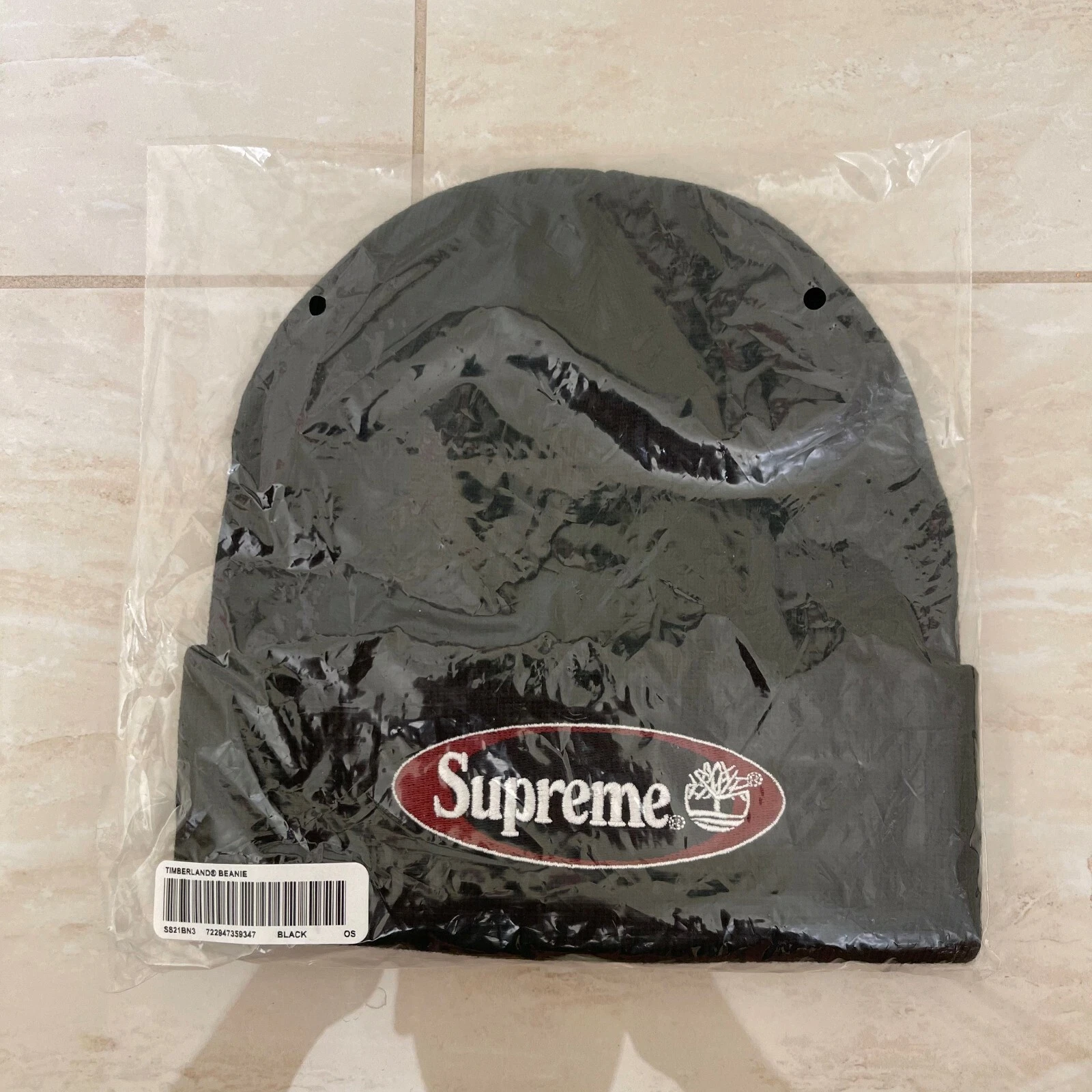 Nouveau chapeau crâne Supreme x Timberland Beanie noir printemps été 2021 SS21
