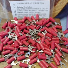  100  18RA-10F Sta-kon Fork Insul Vinyl Terminal Connector 22-16 AWG 10 Bolt