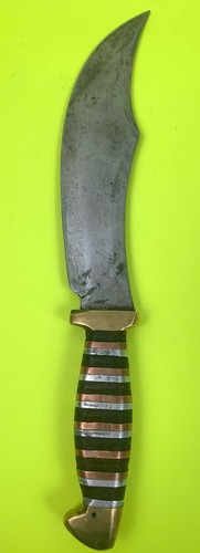 Vintage Handmade Stack Handle Knife Brass Hunting Survival Military Style - Picture 2 of 7