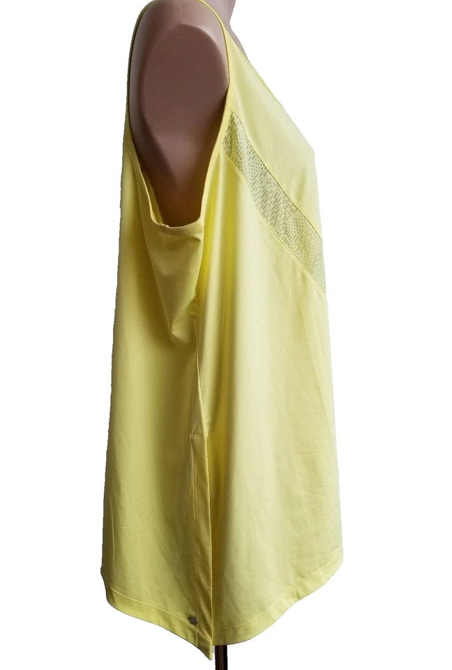 Camiseta sin mangas Nanette Lepore Play para mujer de malla amarilla y espalda recortada talla grande 2X Foto 4 de 4