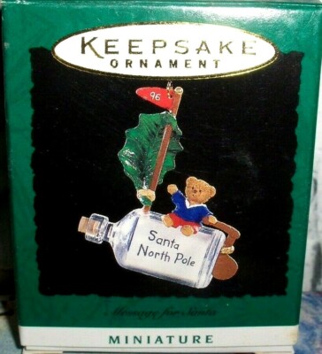 Message For Santa`1996`Miniature,Bear Has A Message For Santa,Hallmark Ornament