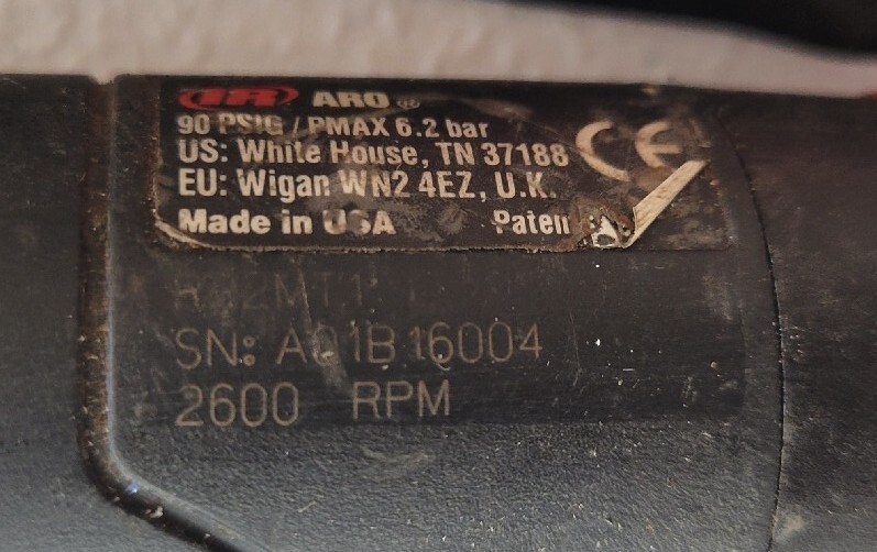 Ingersoll-Rand Pneumatic 90&ordm; Angle Drill 1/4-28 2600RPM Aircraft Tools 