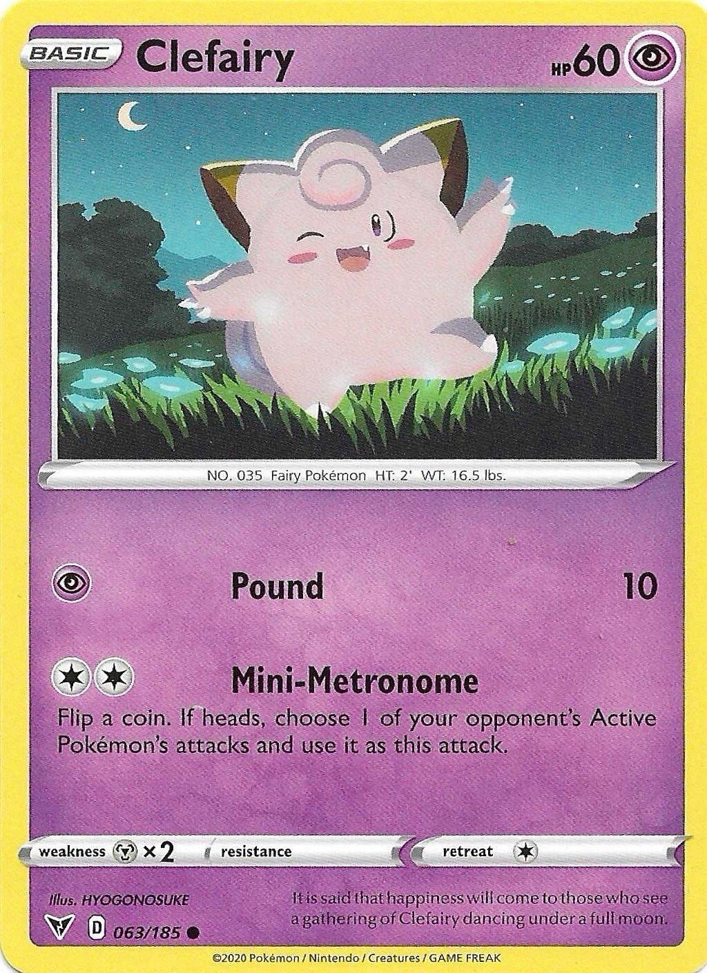 Pokemon TCG Card - Clefairy 63/185 | Vivid Voltage | NM/MINT!