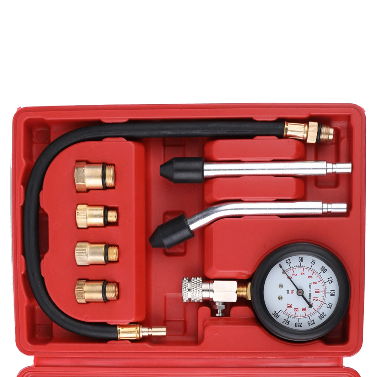 8PCS Cylinder Compression Tester Gas Petrol Engine Gauge Tool Kit for Car I5C9