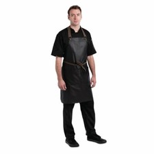 Chef Works Urban Bib Apron in Black & Brown - 100% Cotton - 863(W)x762(L)mm