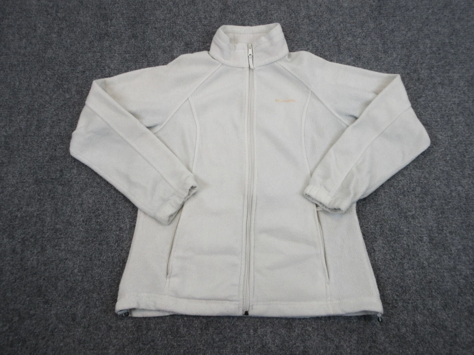 Columbia Sweater Womens Large White Fleece Full Zip Logo Outdoors Sweatshirt