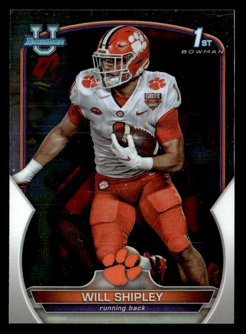 Will Shipley 2022 Bowman University Chrome Card #73 Clemson Tigers