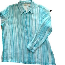 Classic Elements Striped Blue Button Up Top L...