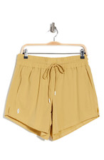 FREE PEOPLE Levitate Drawstring Waist Shorts  Brown Combo  Medium  NWT  58