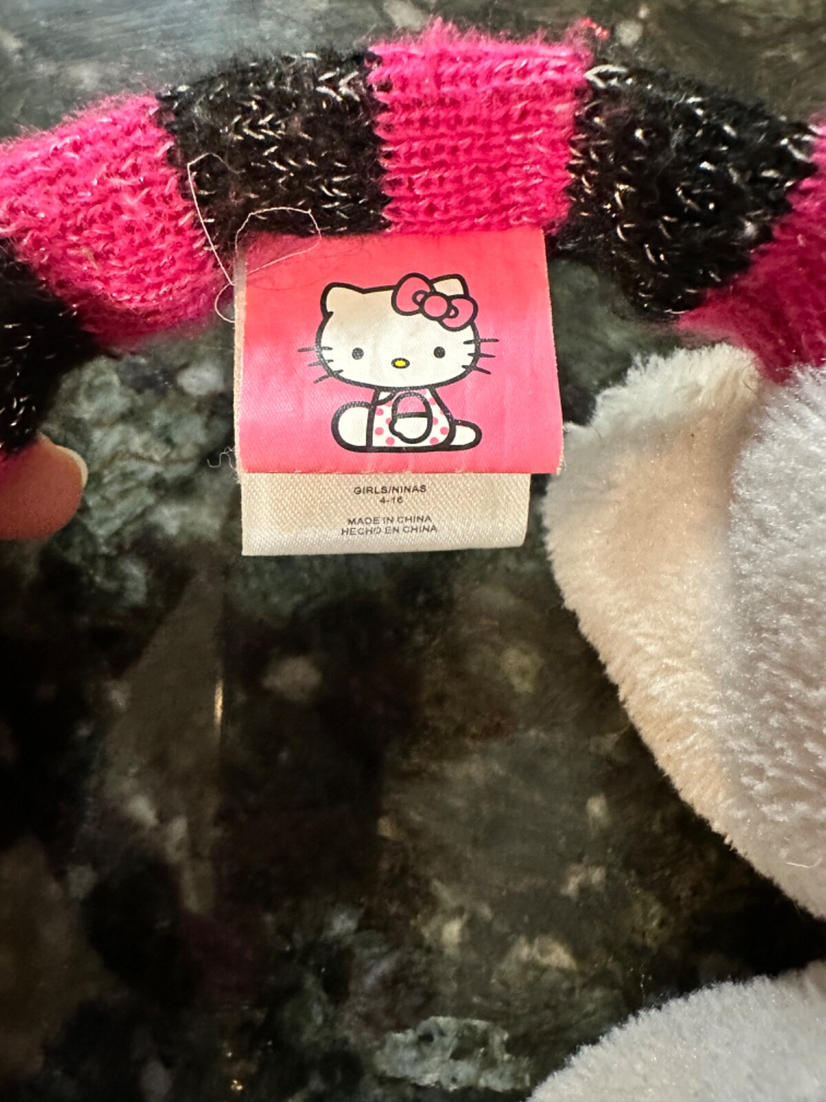 Hello Kitty Girls Childs Ear Muffs Sanrio Glitter Adjustable Pink White