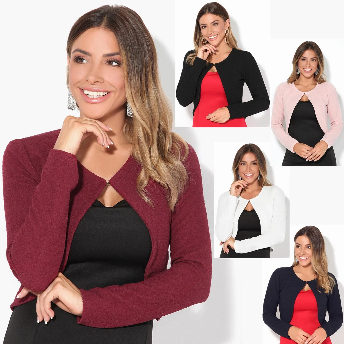 Womens Knit Bolero Shrug Blazer Crop Top Open Cardigan Shawl