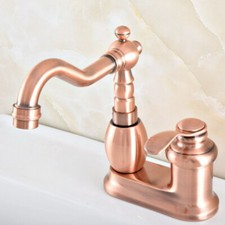 Antique Red Copper Bathroom Sink Faucet Basin 2 Hole Deck Mount Mixer Tap