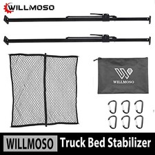 2x Adjustable Cargo Bar Truck Bed Holder Stabilizer 59-74 With Storage Net
