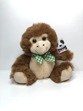 Peek-A-Boo Monkey Plush With Green Bow tie New With Tags 12” Cute Toy