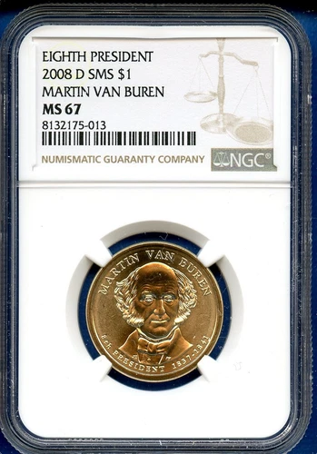 2008 D NGC SMS MS67 President Martin Van Buren $1 US Mint Coin 2008-D MS-67