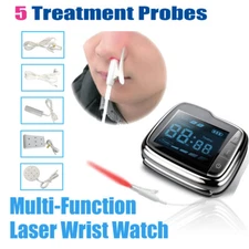 6 in 1 LASTEK 650nm Cold Laser Watch Therapy Device+5 Treat Probes Home Medical