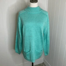 Vintage Gitano Knits Women’s Small Blue Long Sleeve Pullover Mock Neck Sweater
