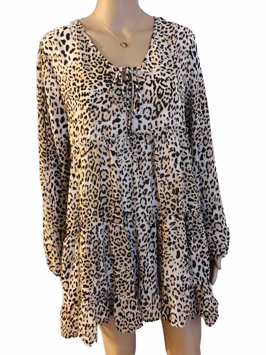 Altar'd State Leopard Brown Long Sleeve Dress Size M | eBay
