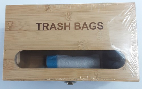 Scatola dispenser sacco spazzatura grande in legno di bambù nuova - Foto 3 di 7