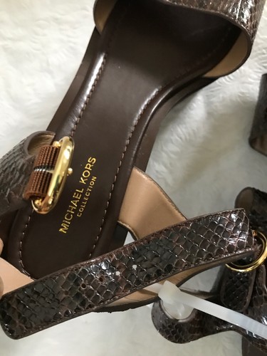 New Michael Kors Bridgette Leather Platform Peep Toe Wedge Sandals Wmns 8.5/39 - Picture 8 of 9