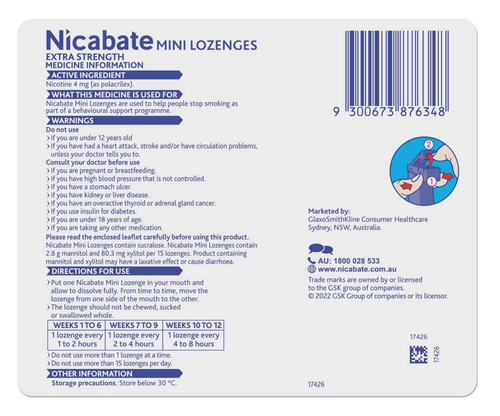Nicabate Minis Lozenges - 4mg 60 Pack - Picture 2 of 10