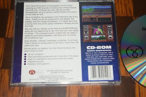 Quarter Pole Real Throughbred Racing PC CD ROM IBM DOS Computer Game - Horse - Picture 2 of 2